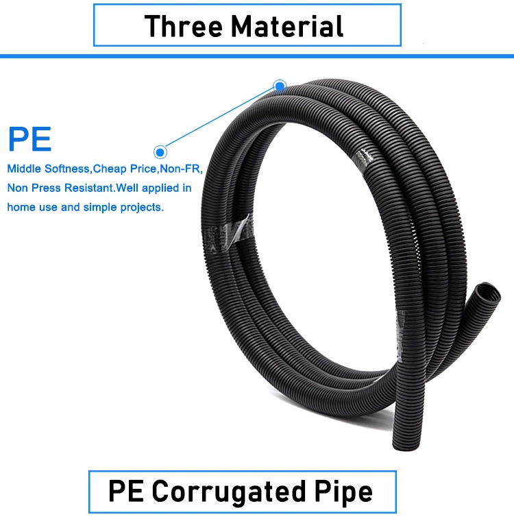 Split /Non-Split Tubing Wire Loom Corrugated PE Polyethylene Electrical Flexible Pipe