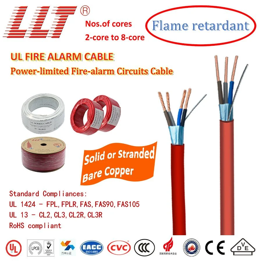 UL Listed Building Electric Wire Copper Wire 2c 16AWG Fire Alarm Cable Fire Alarm for Alarm System Curity Alarm Systems Smoke Detector Control Panel