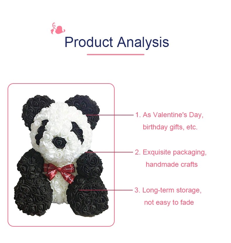 Hot Sale Rose Panda Bear Teddy Bear Flower Rose Bear for Valentine's Day
