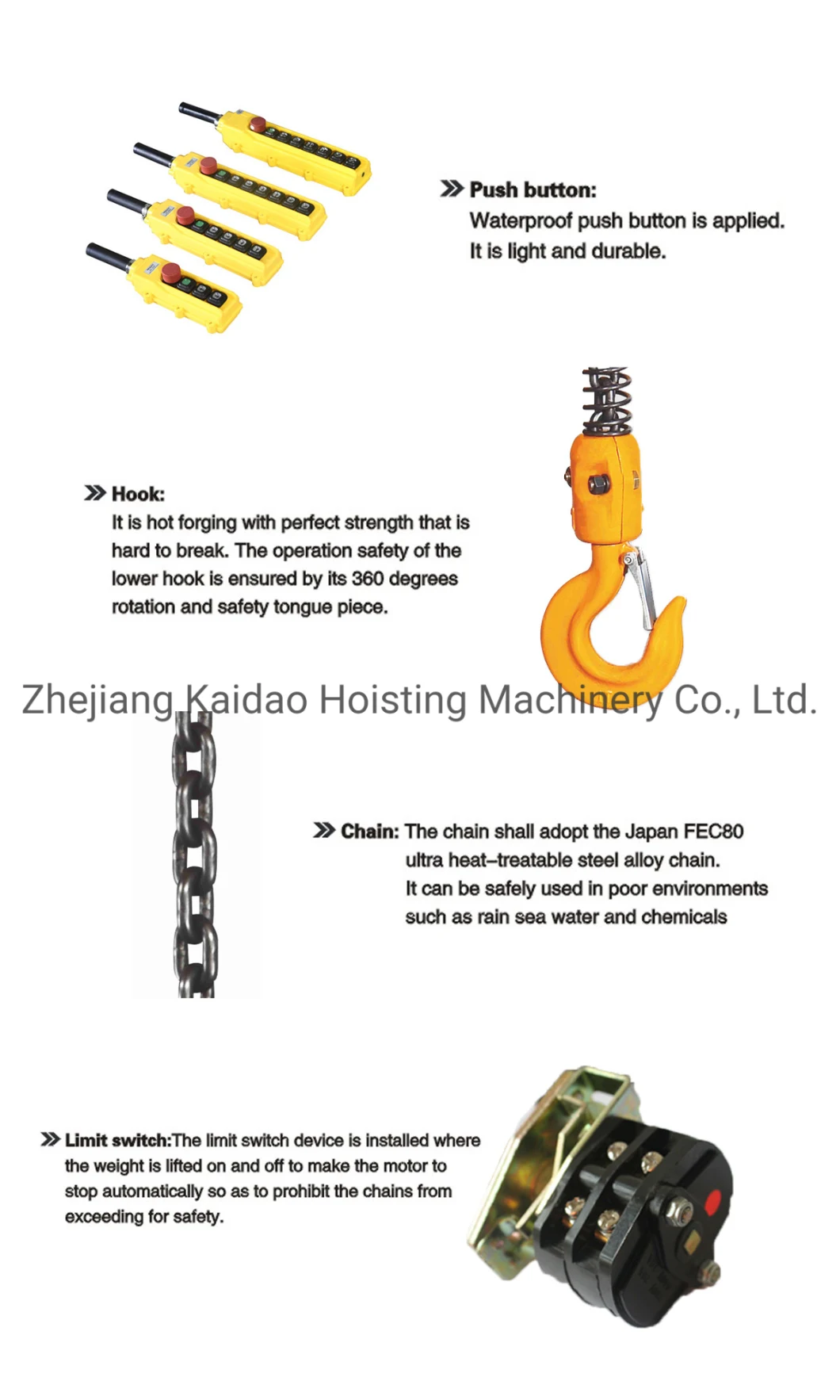 1.5ton Light Duty Electric Mechanical Engine Lifting Chain Hoist with Trolley