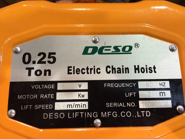 High Quality Single Speed Steel Lifting Electric Chain Hoist