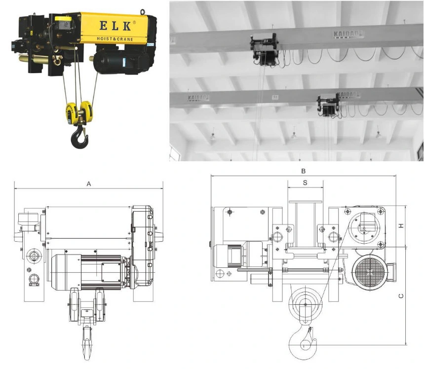 32t 12m Electric Wire Rope Hoist Foot-Mounted Hoist