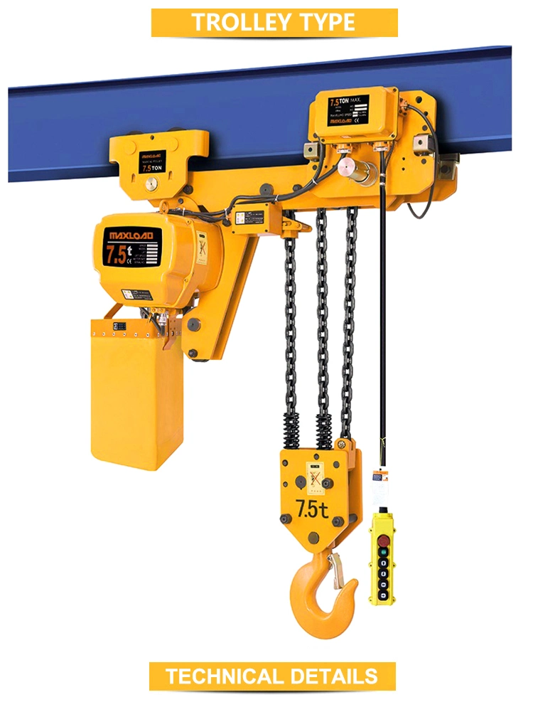 Direct Manufacturers 7.5 Ton Electric Chain Lifting Hoist Low Headroom Type