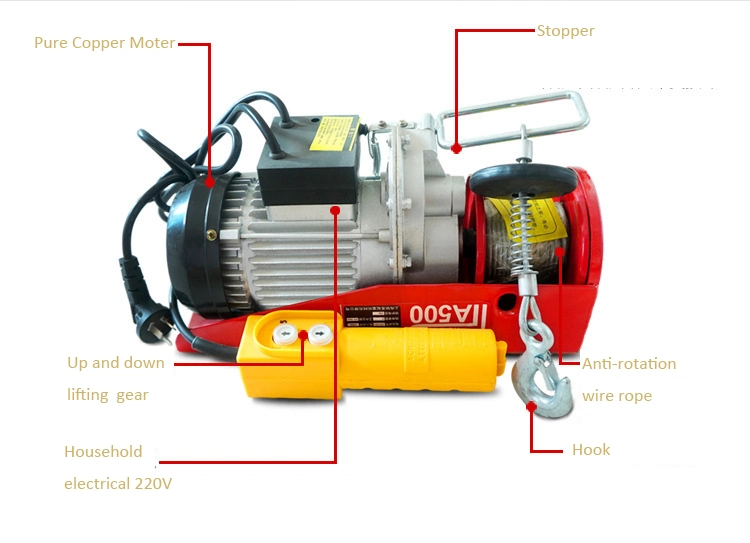 220V Steel Wire Rope Mini Electric Wire Rope Hoist
