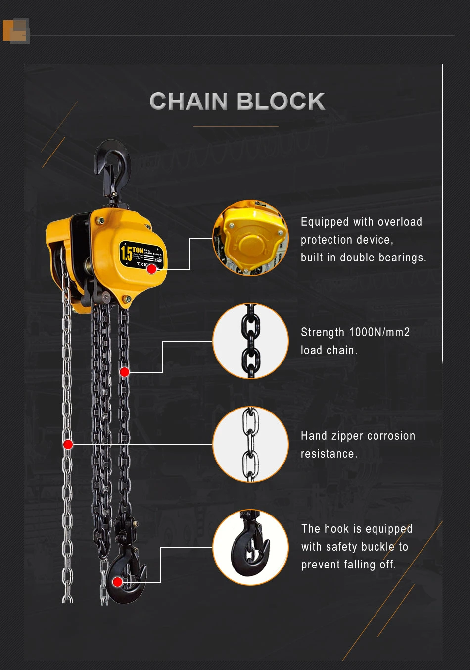 Txk 5 Ton 1 Ton Small Hoist Portable Block Chain Hoist 5ton Vital Chain Block