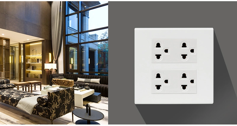 Big Plate 120*120mm Wall Duplex 6 Pin Electrical Socket Outlet for Thailand 250V 16A