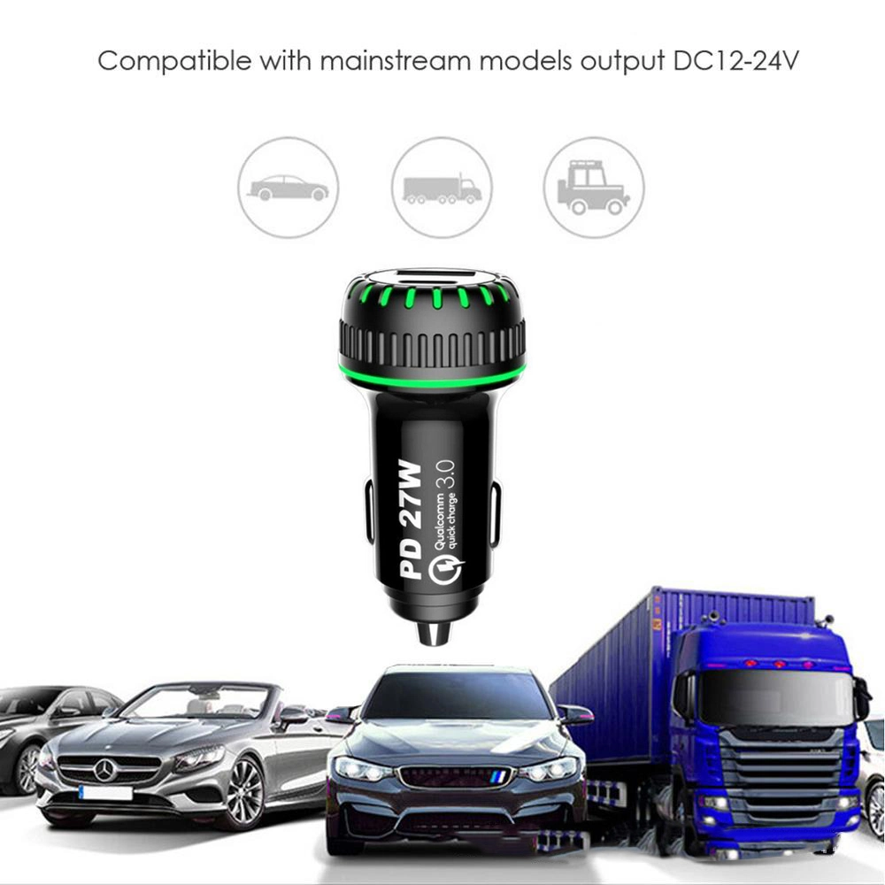 Dual Ports USB and Type C Cellphone Car Charger 24V 5A Multi USB Fast Car Charger