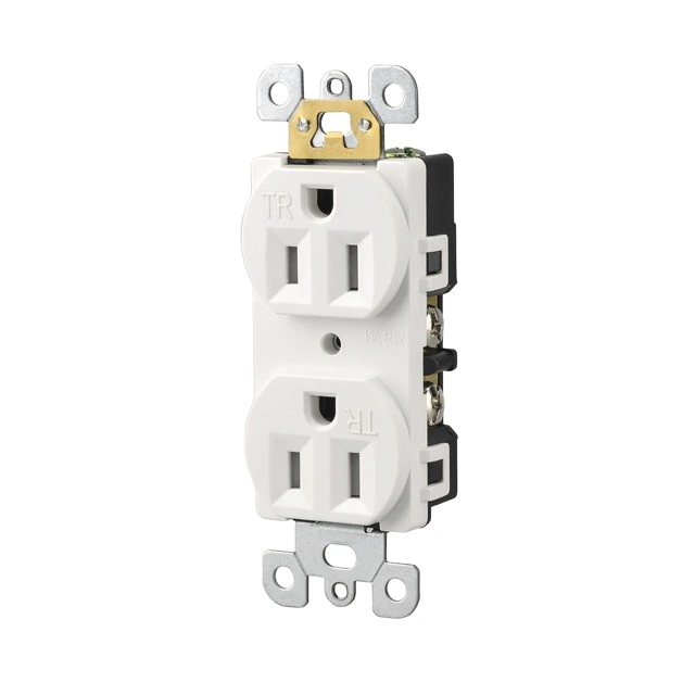 15AMP, 125volt, 2p, 3W, with Ears Duplex Receptacle, Straight Blade, Residential, Grounding