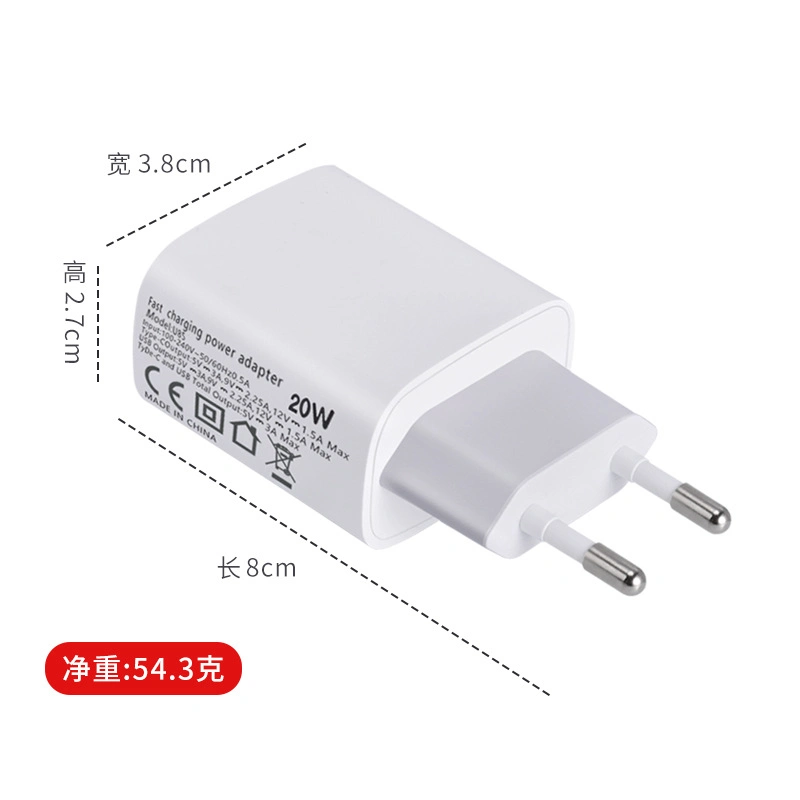 FCC/ETL/CE Dual USB Wall Charger Pd20W Charger for iPhone 12