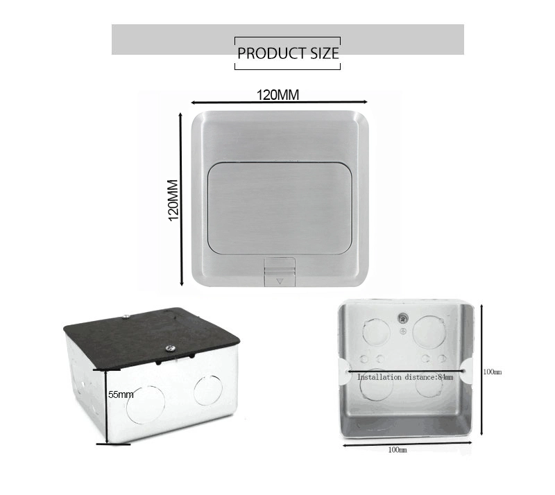 Aluminum Material Pop up Type Floor Outlet Box with Duplex Decora Receptacle
