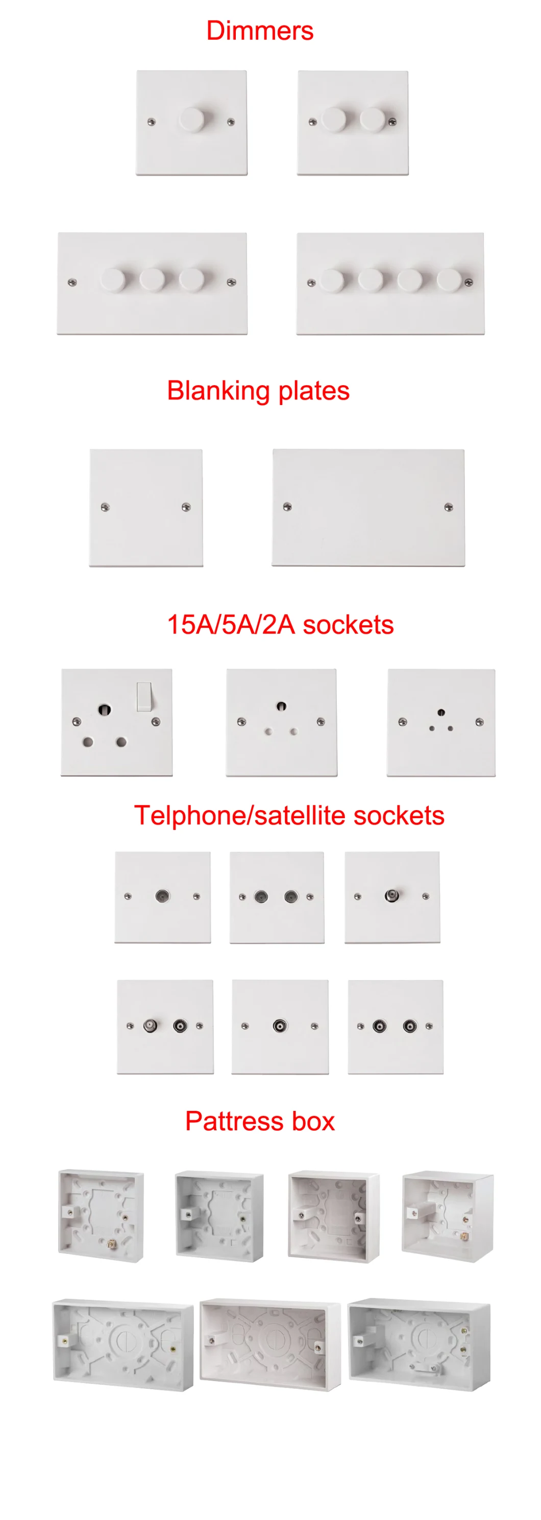 UK 6 Gang 2 Way 10A Electrical Light Wall Switches