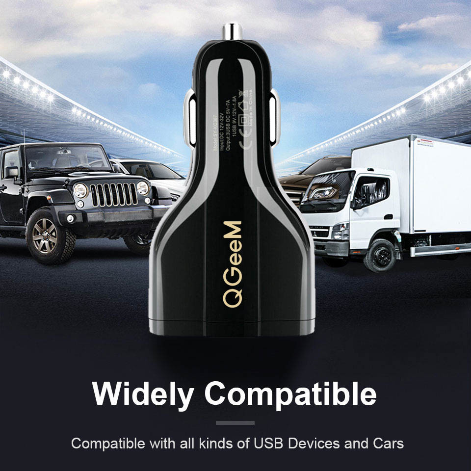 Real Factory QC 3.0 3 Port USB Fast Charging Car Charger for Mobile Phone