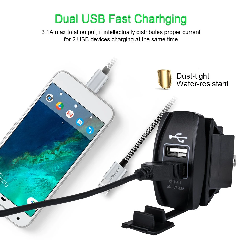 USB Charger Universal Rocker Style Dual Port USB Charger