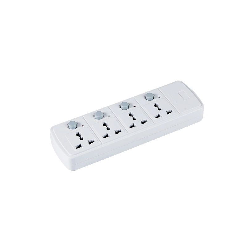 Universal 4 Way Desktop Power Strip Independent Switches Electrical Extension Socket with Indicator Light