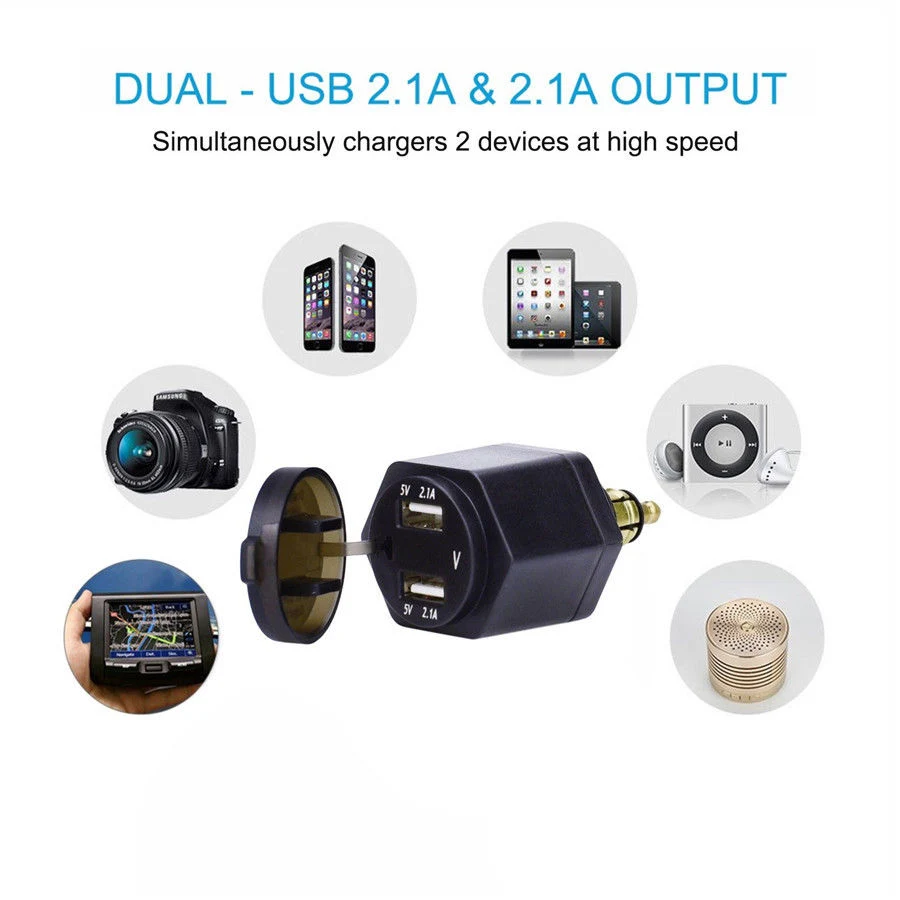 Dual USB Charger Adapter Socket for BMW DIN Hella Plug