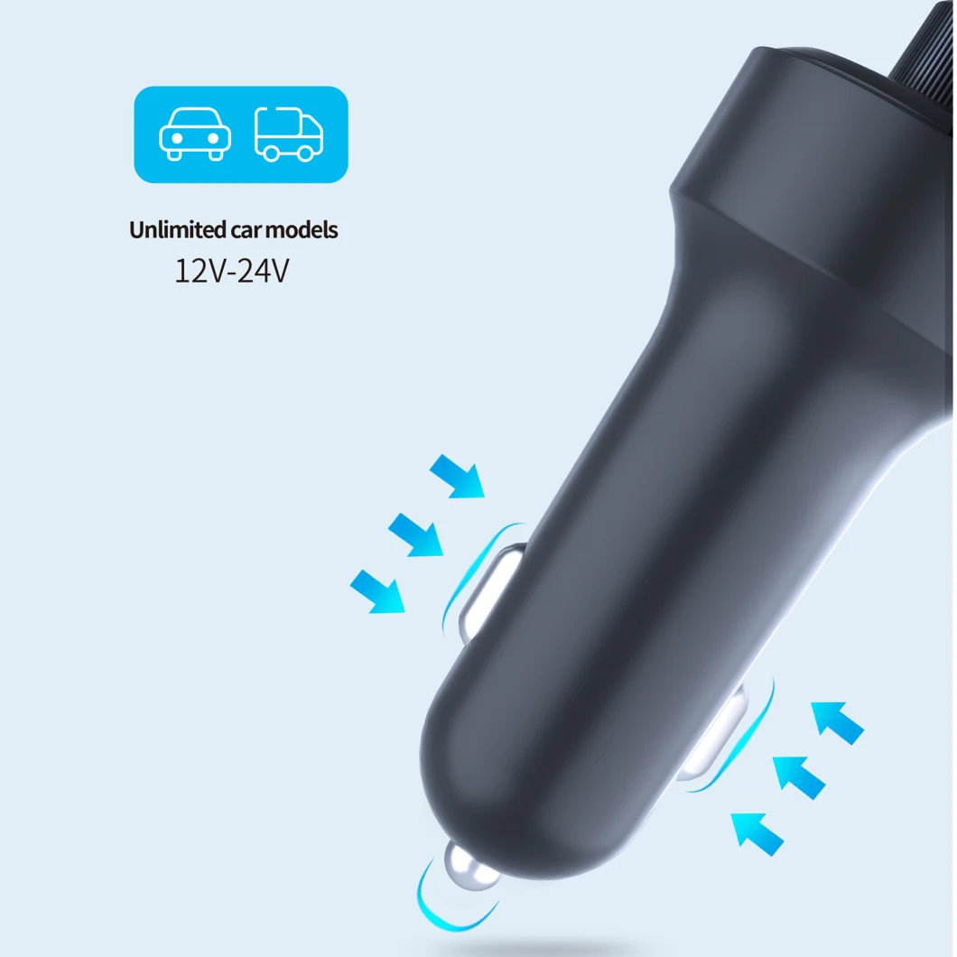 Type C+Dual USB Port Mobile Charger on Car with Bluetooth FM Transmitter