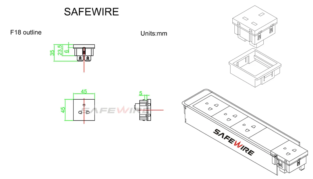 45*45 mm Euro American Socket Euro American Outlet