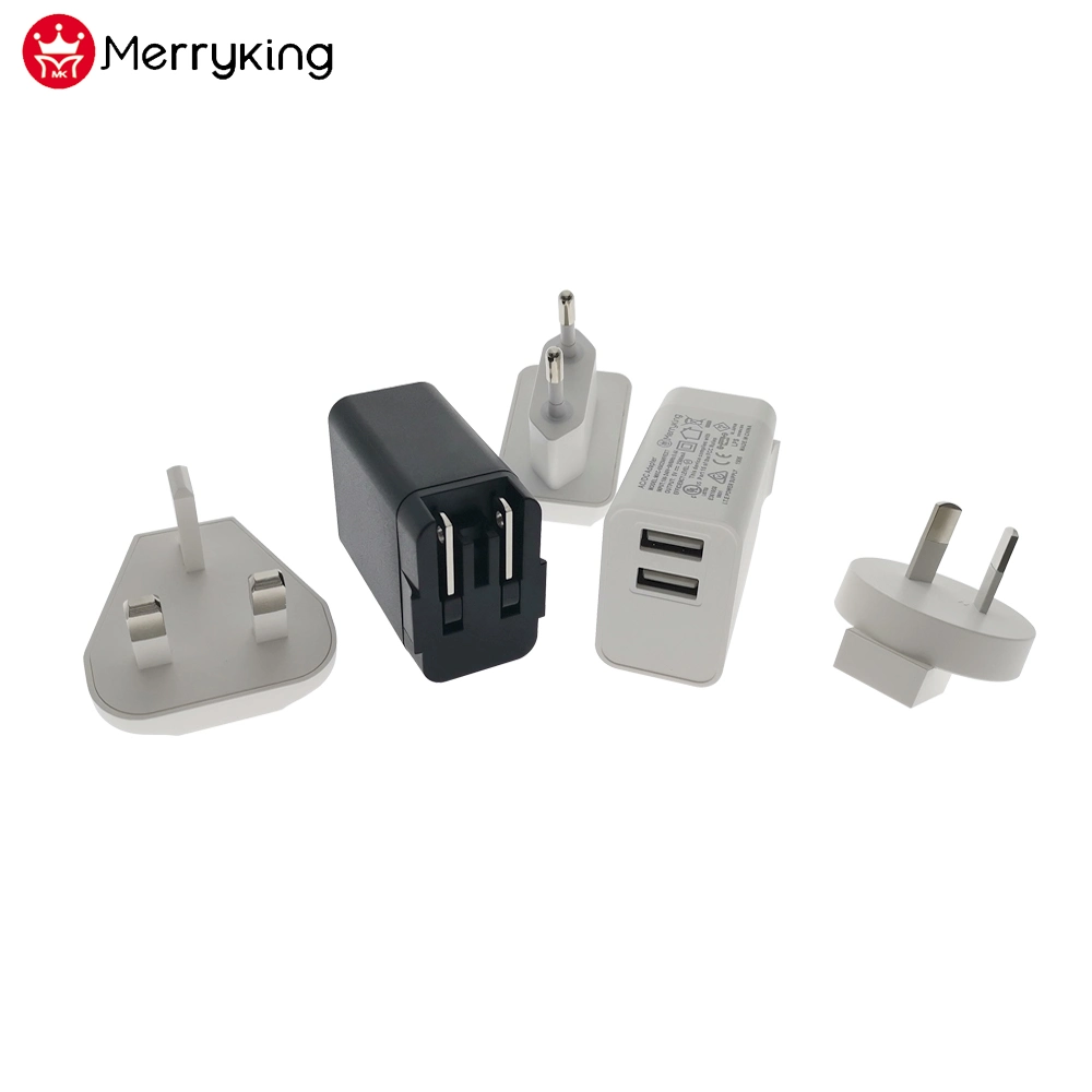 Interchangeable USB Travel Charger 5V 2500mA Dual USB Power Charger