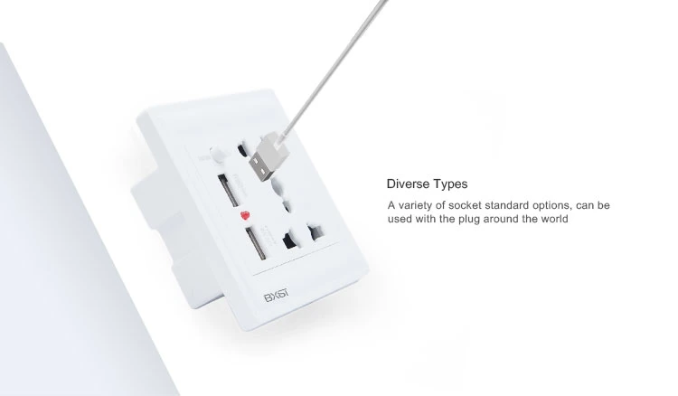 Bx-USB002 Wholesale 3-Pin Power Socket Wall Socket with USB Indoor Electrical Wall Socket