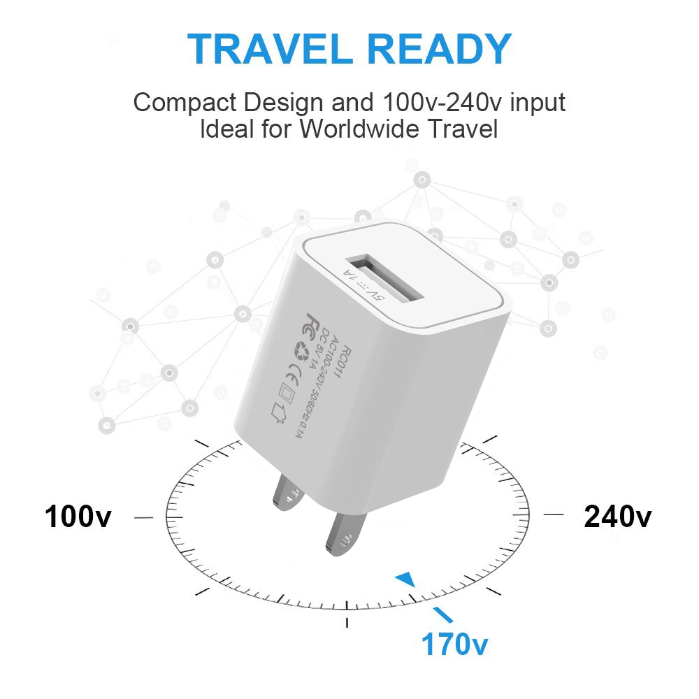 5V 1A Us Plug Single USB Wall Charger Adapter Android USB Charger