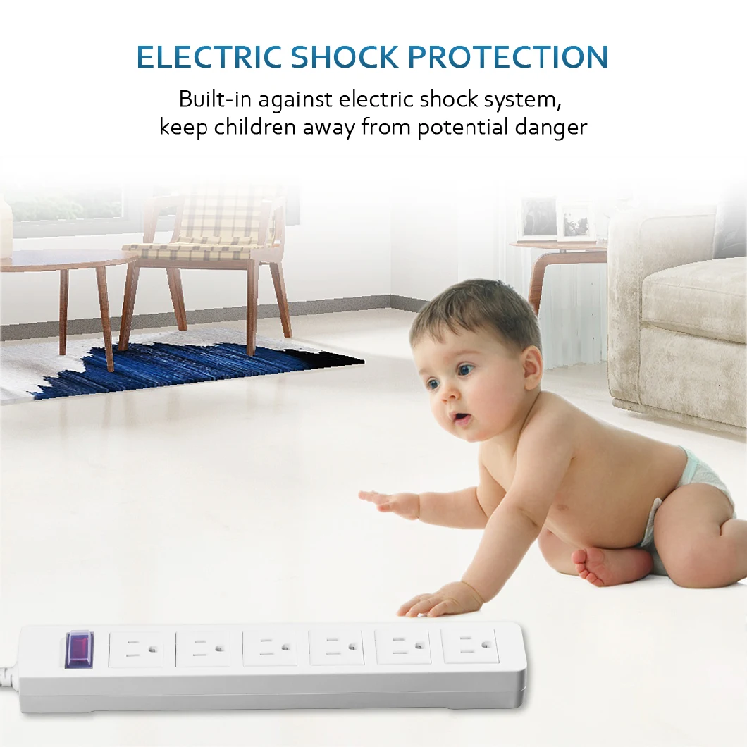 6 Outlets ETL American Standard Waterproof Power Strip Switch Socket