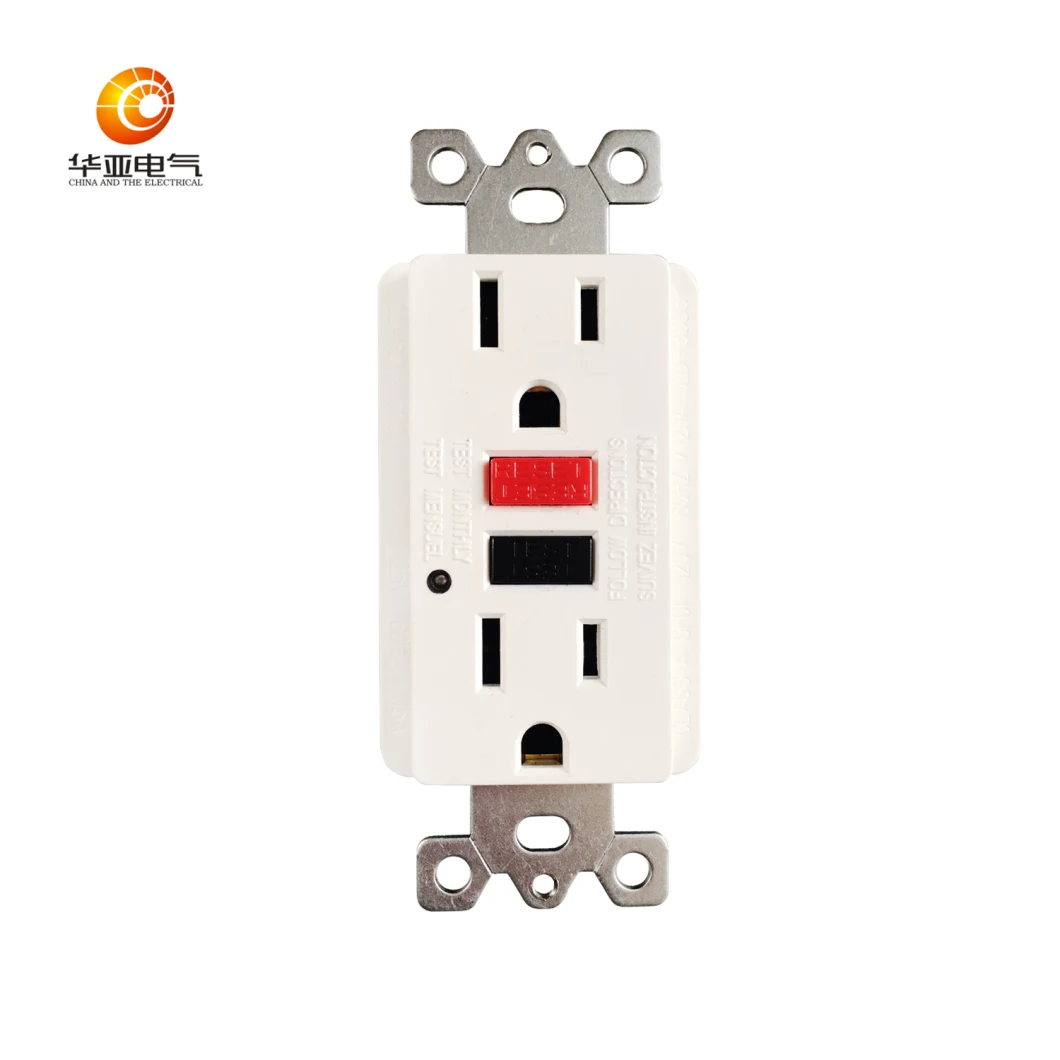 Self-Test GFCI 15A 125V American GFCI Receptacle Outlet with LED Light Indicator ETL Listed
