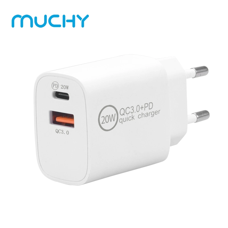 Mobile Phone Charger Certificated 20W USB C Pd QC3.0 Dual USB Wall Charger Fast Charger Pd Charger