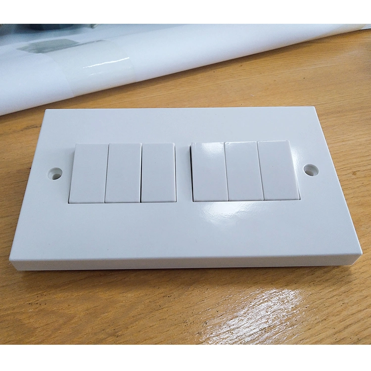 BS 6gang 1way 10A Plate Electrical Light Wall Switch