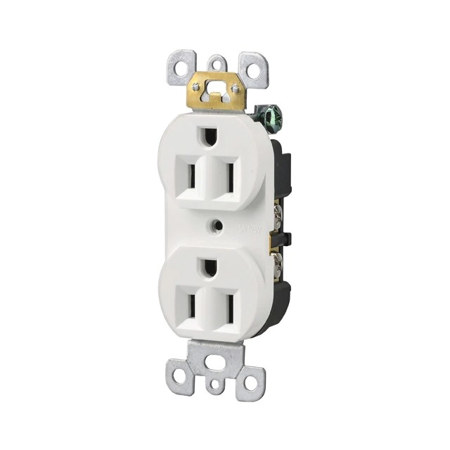 15AMP, 125volt, 2p, 3W, with Ears Duplex Receptacle, Straight Blade, Residential, Grounding