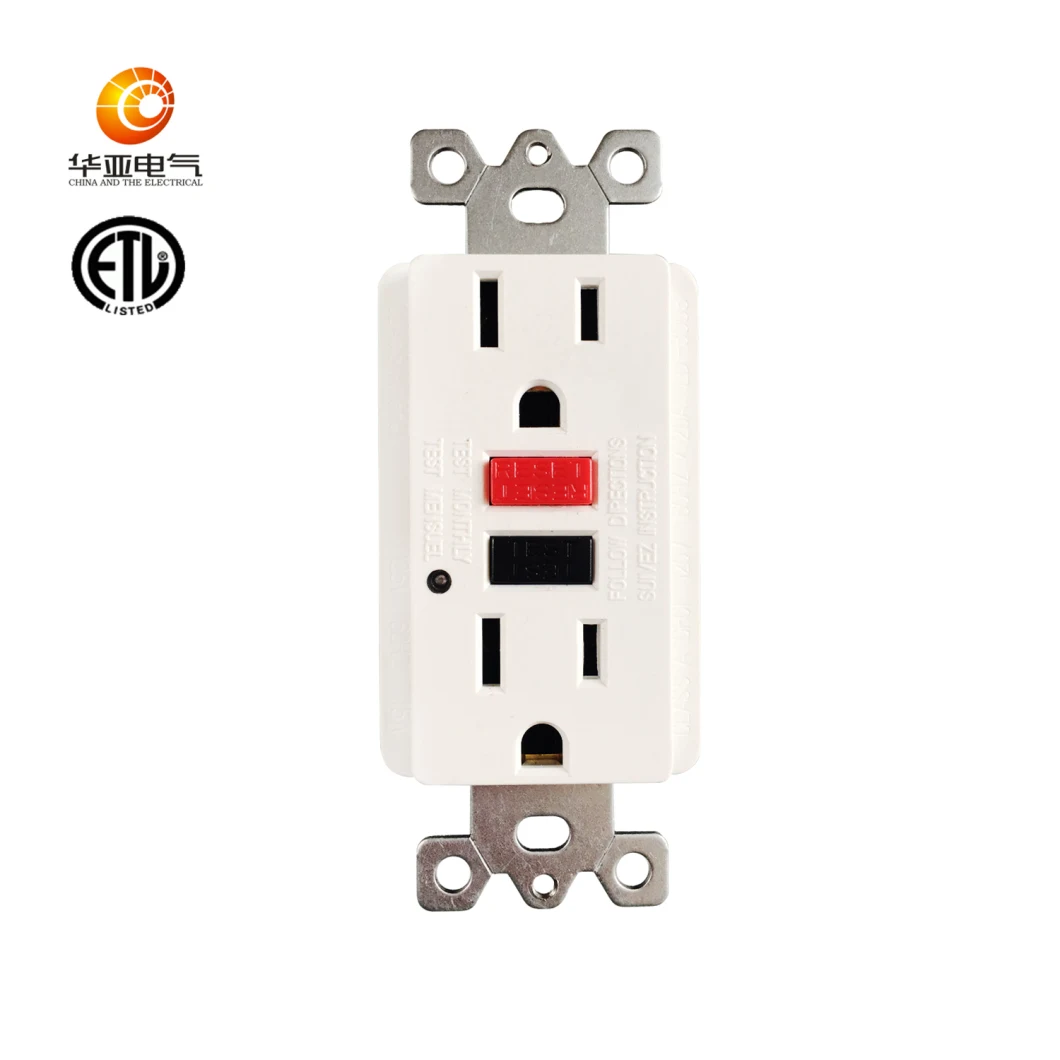 15A 125V American GFCI Receptacle Outlet with LED Light Indicator ETL Listed