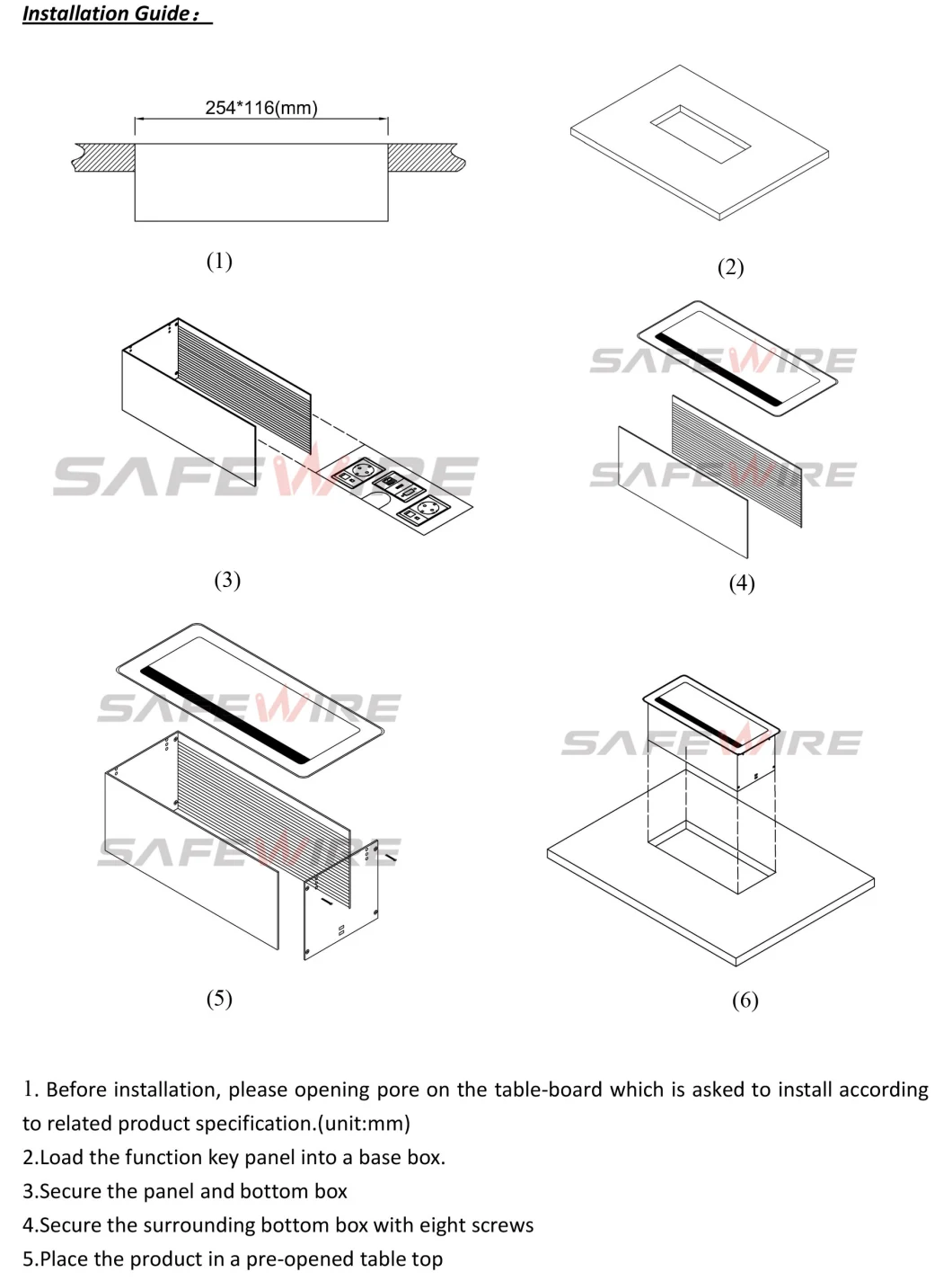 Black Color Table Mount Socket /Under Desk Modules /Electrical Outlet