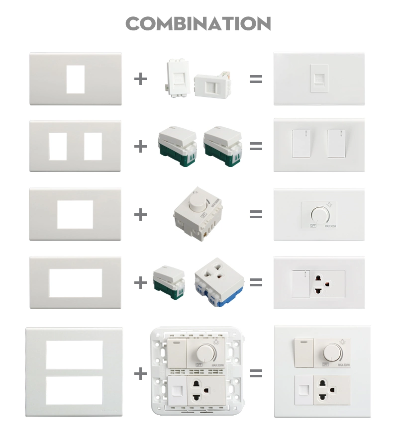 120*120mm Wall Duplex 6 Pin Electrical Power Outlet for Thailand 250V 16A