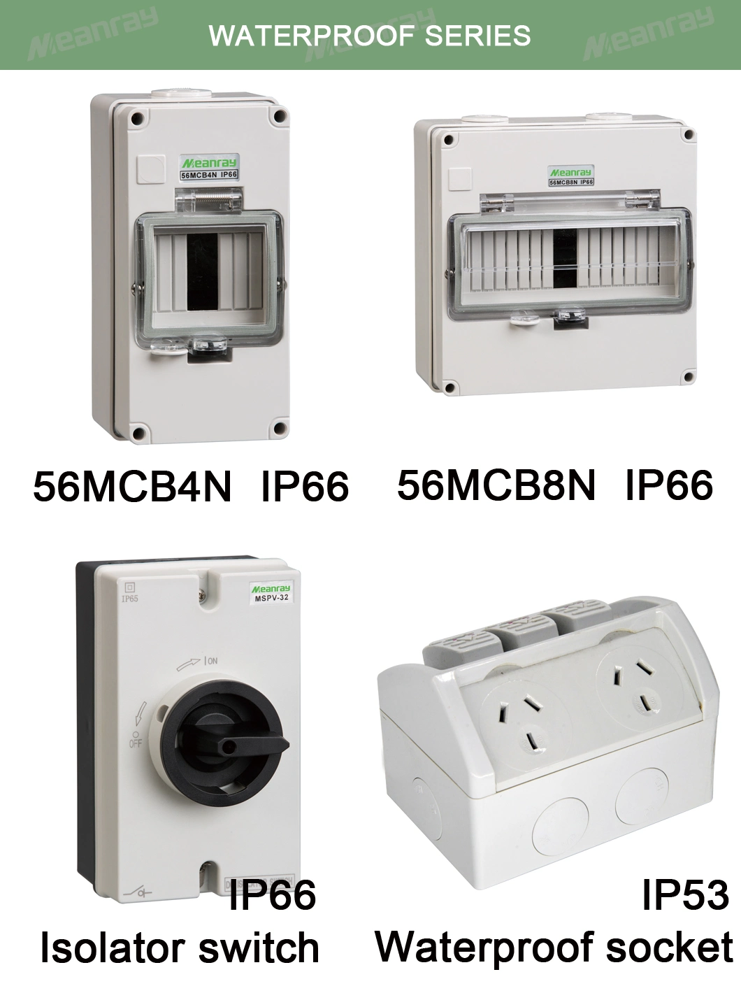 IP67 2 Gang Industrial Waterproof Outdoor Power Outlet Socket 230V 10A