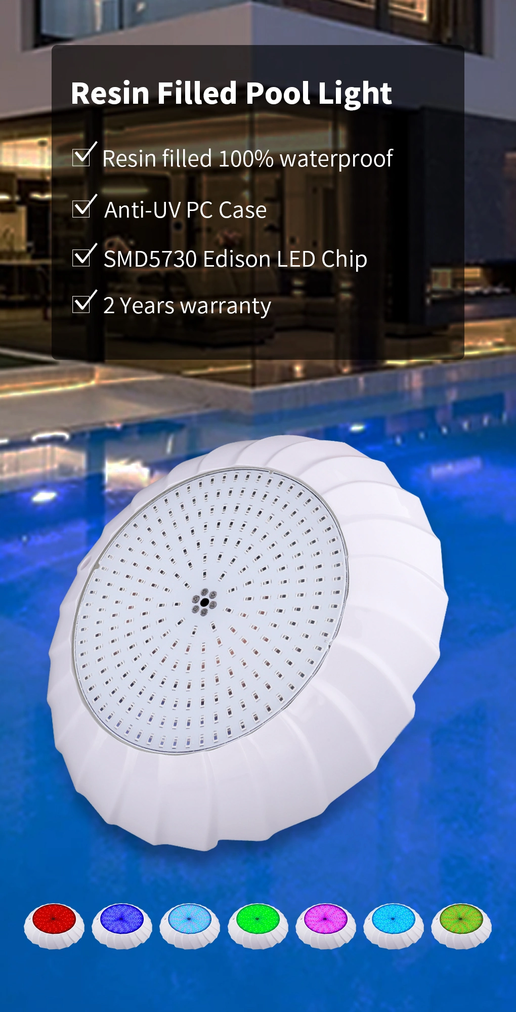 Switch Control 24V RGB Wall Mounted LED Swimming Pool Light Underwater Light