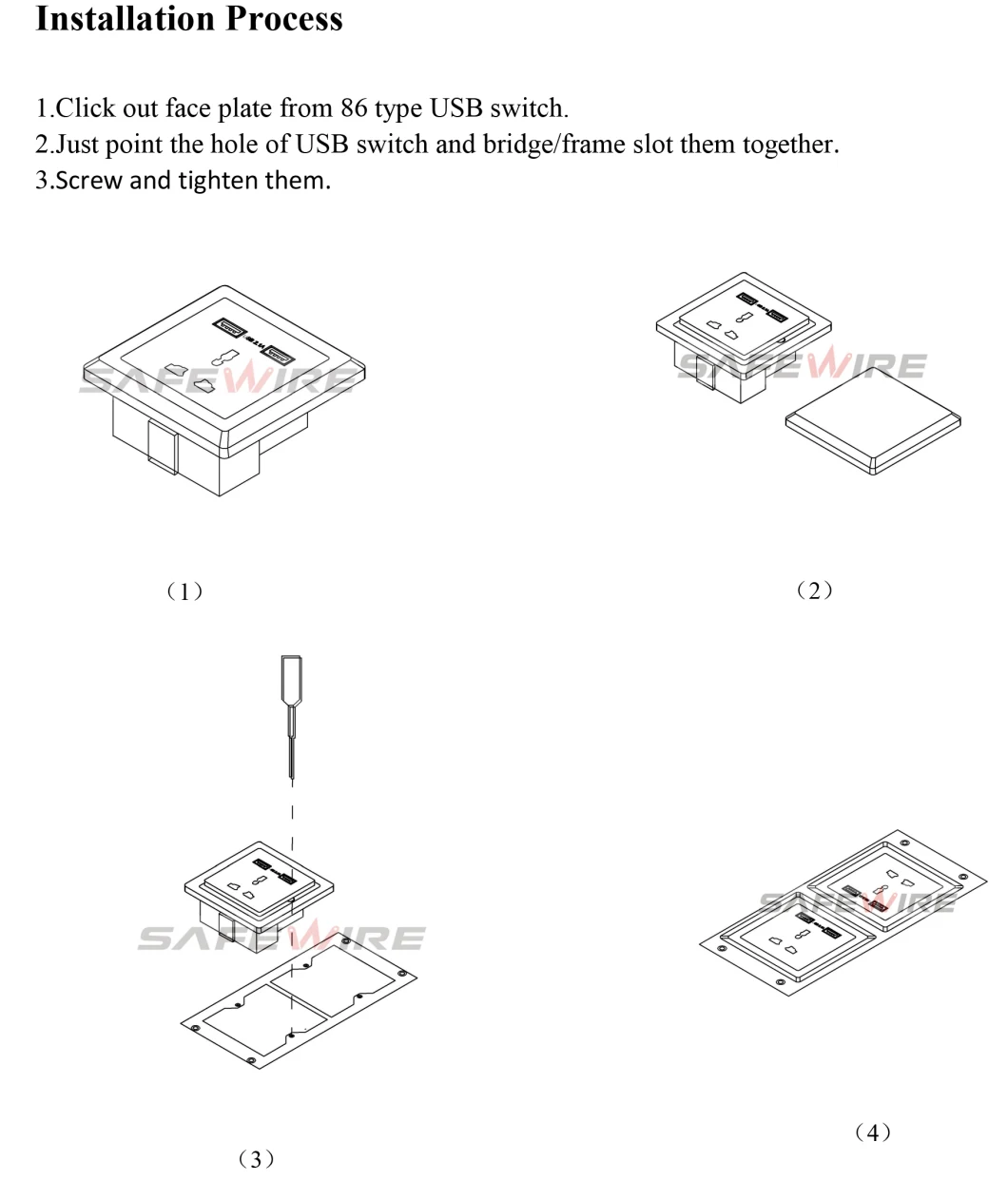 86*86mm Desktop Outlet Box / USB Outlet / Power Management