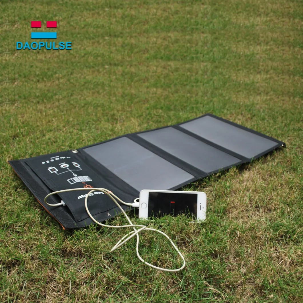 High Quality Foldable Solar Power Bank Double USB Solar Charger with LED Camping Light
