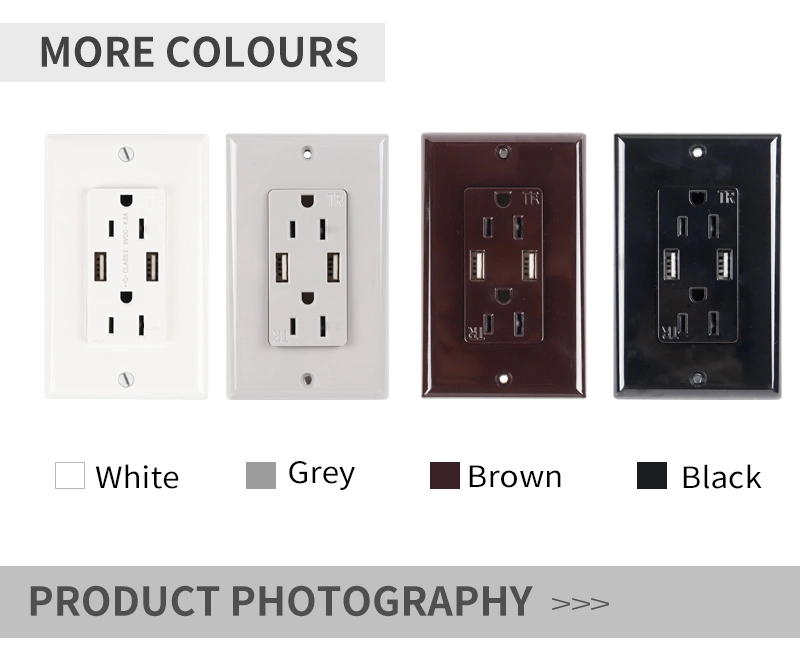 Us Standard Wall Socket Outlet with USB Receptable Charging with Type C Port with UL Approved