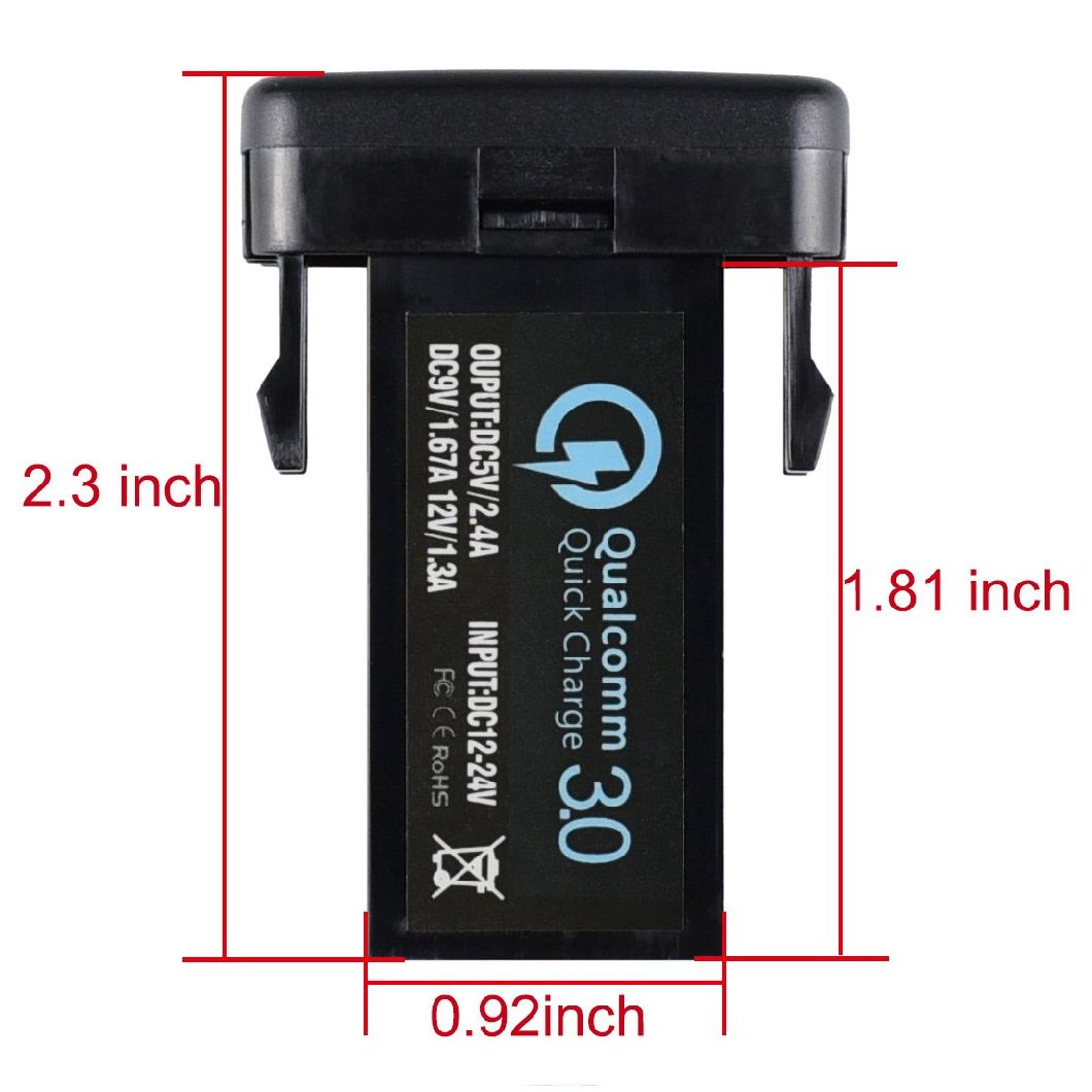 Dual USB Port Charger Socket Quick Charge 3.0 & 2.4A for Toyota