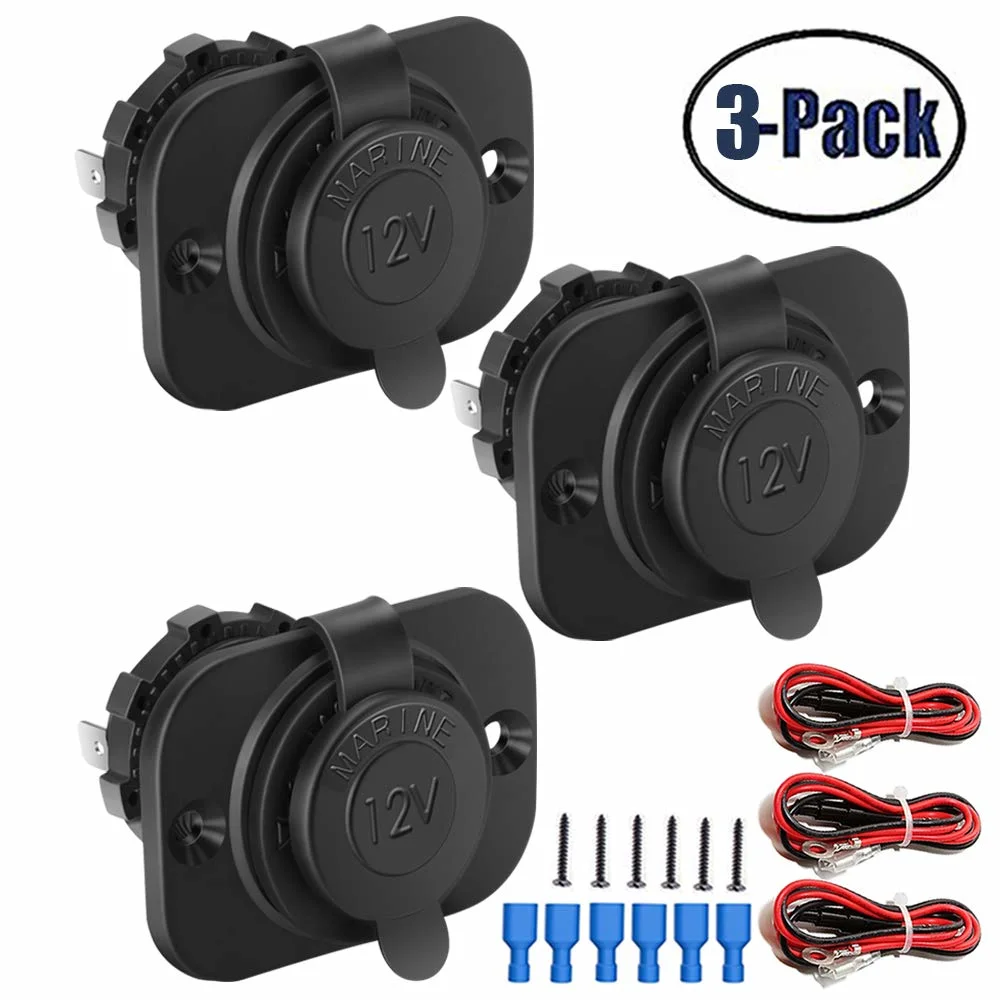 12V Car Marine Motorcycle ATV RV Lighter Socket Power Outlet Socket Receptacle Water