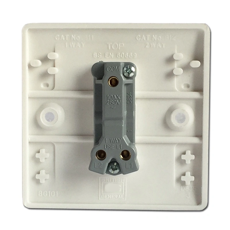 10A 250V 1 Gang Wall Switch White Color Electric Switch (BG101)