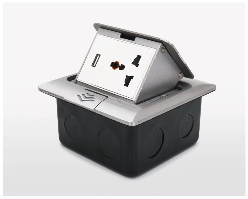 Receptacle Price Slow Pop-up Al Alloy Floor Outlet 3 Pin with USB