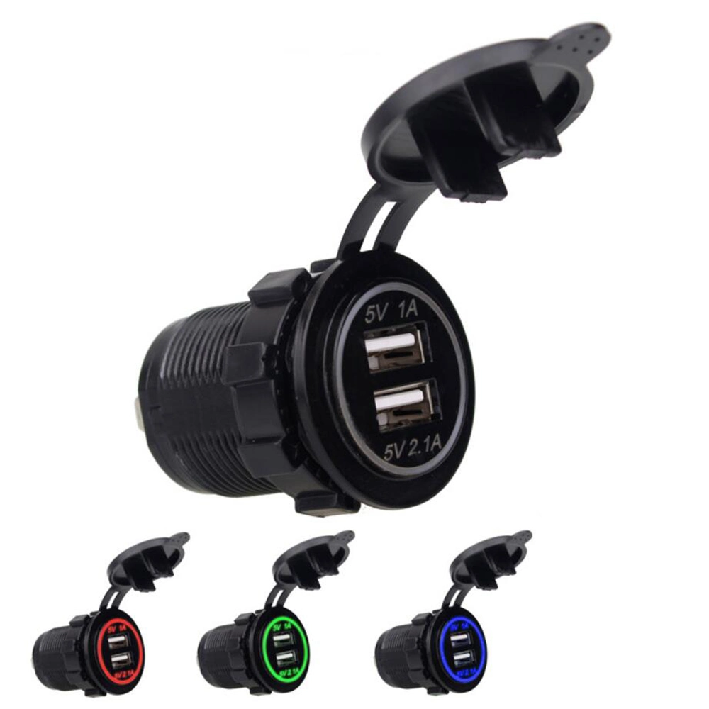 Waterproof USB Charger 2.1A Dual USB Socket Charger for Motorcycle Auto Truck Boat LED Car Power Adapter Outlet Power Car Accessories Esg13196