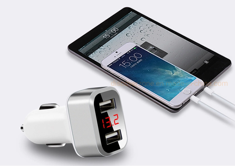 Universal Fast Charge Double USB Car Charger Phone Multi-Function Digital Display Voltage Protection