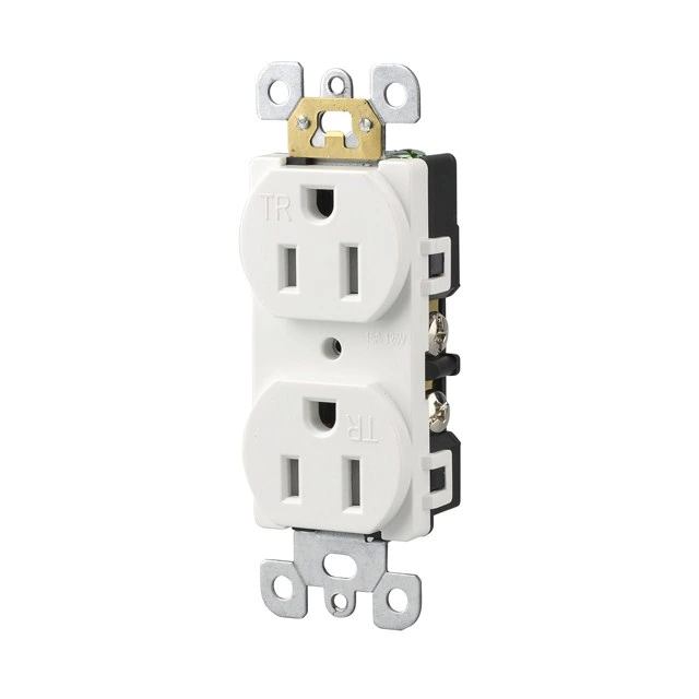 15AMP, 125volt, 2p, 3W, with Ears Duplex Receptacle, Straight Blade, Residential, Grounding