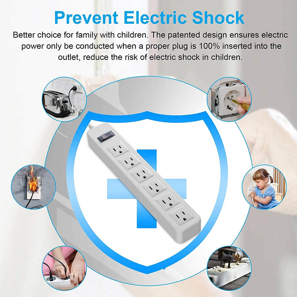 Surge Protector Outdoor Power Strip 6 Outlets American Socket