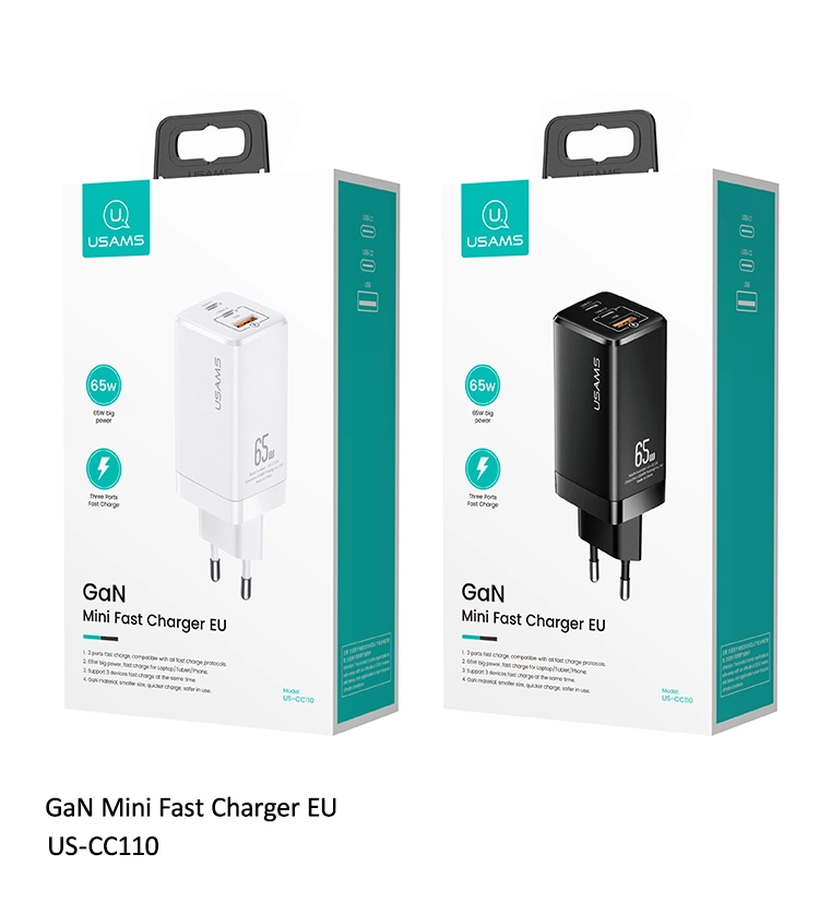 Usams GaN Pd Fast Charger with 3 Multi Port USB Fast Charging USB C Charger 65W