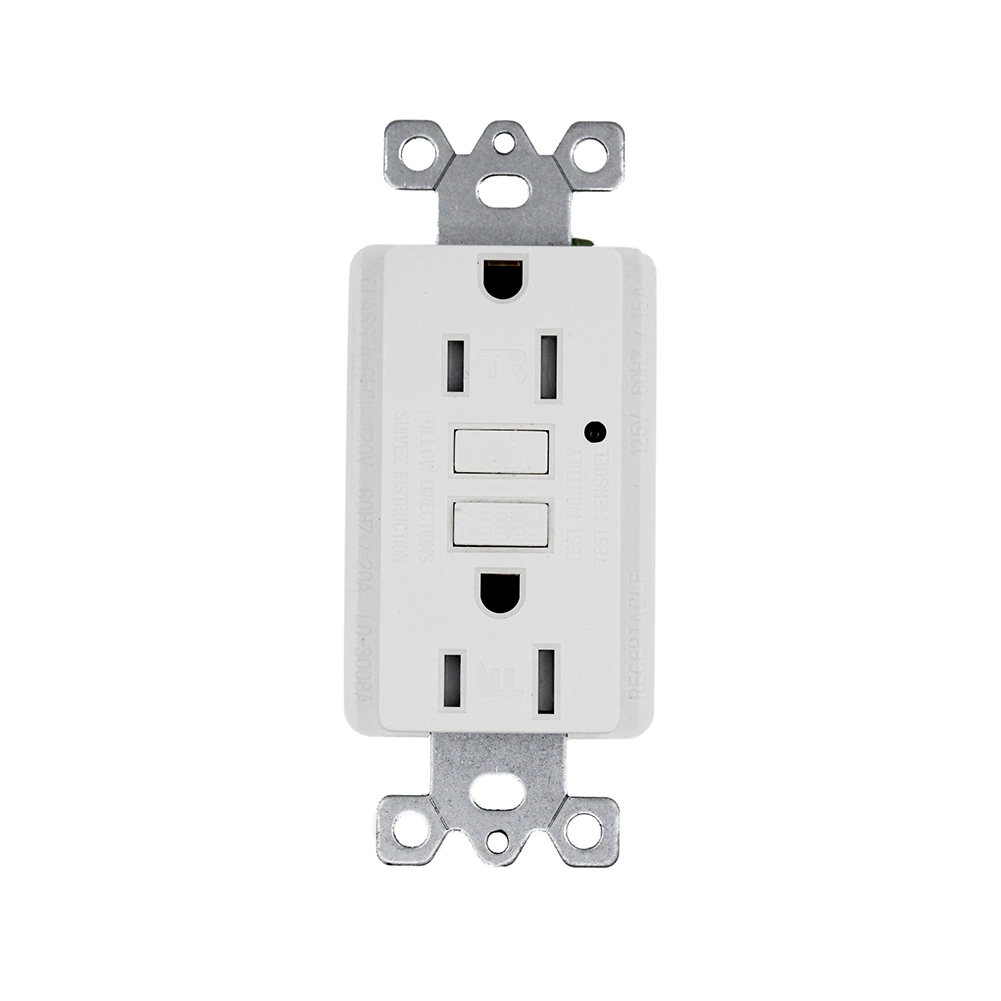 15A Tamper-Resistant GFCI Outlet with LED Indicator, White, ETL Listed