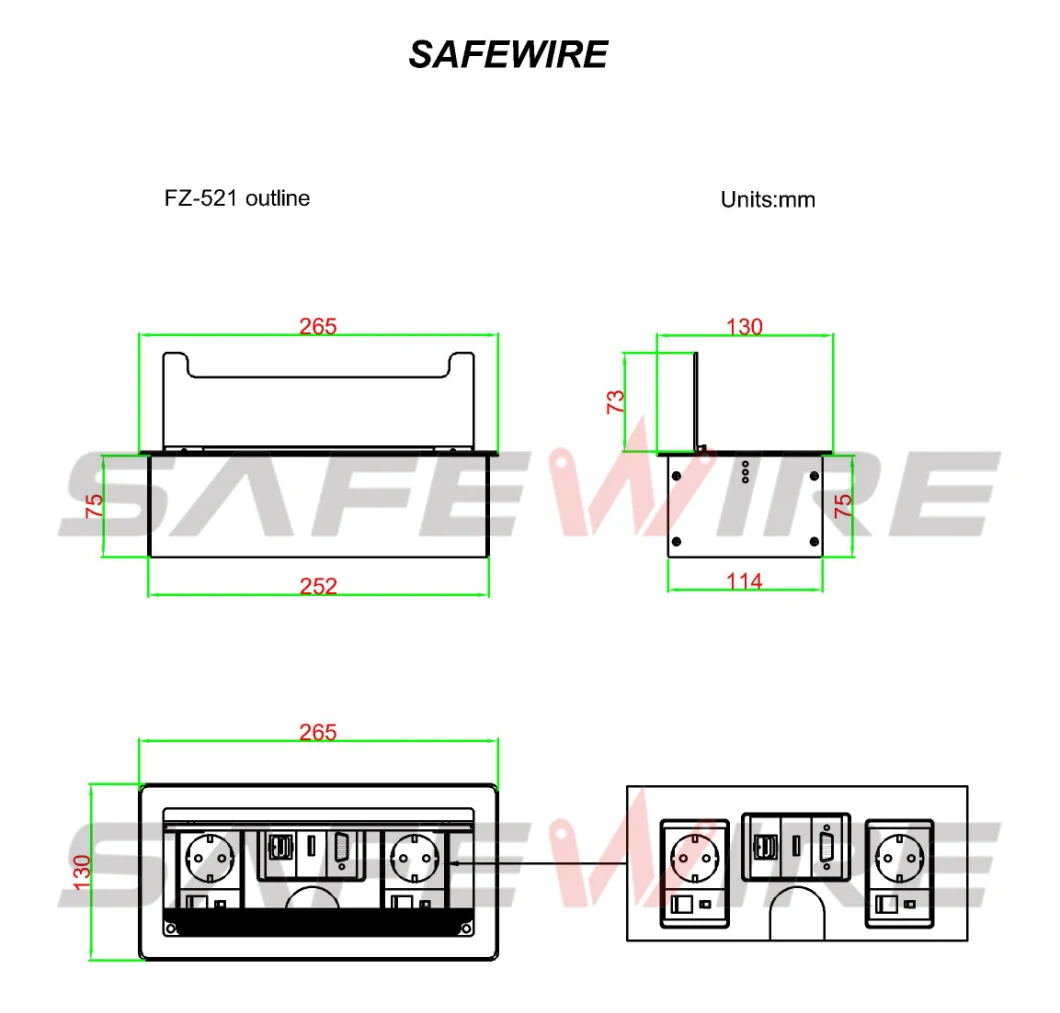 Ce Certified Socket Under Desk Modules / Electrical Socket /Desk Outlet