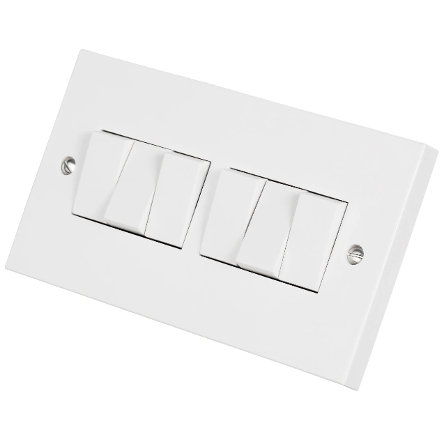 UK 6 Gang 1 Way 10A Electric Light Wall Switches