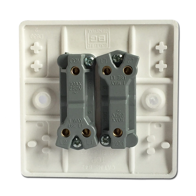 10A 250V 2 Gang 1 Way Switch Bakelite Material Thin Wall Switch (BG201)